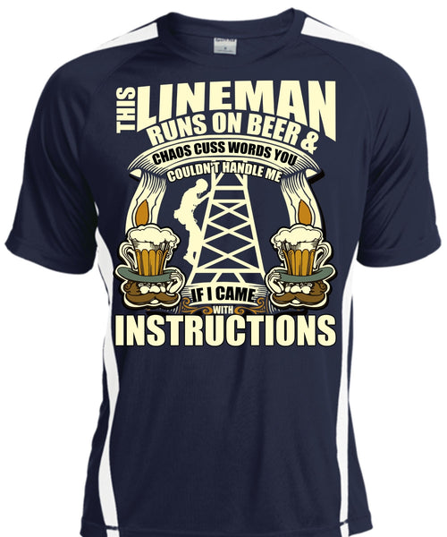 This Lineman Runs On Beer T Shirt, I Came With Instructions T Shirt, Cool Shirt