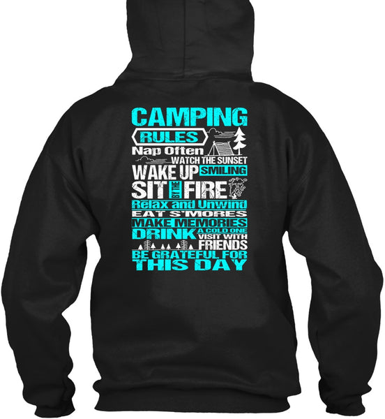 Camping Rules Nap Often T Shirt, Wake Up Smiling T Shirt