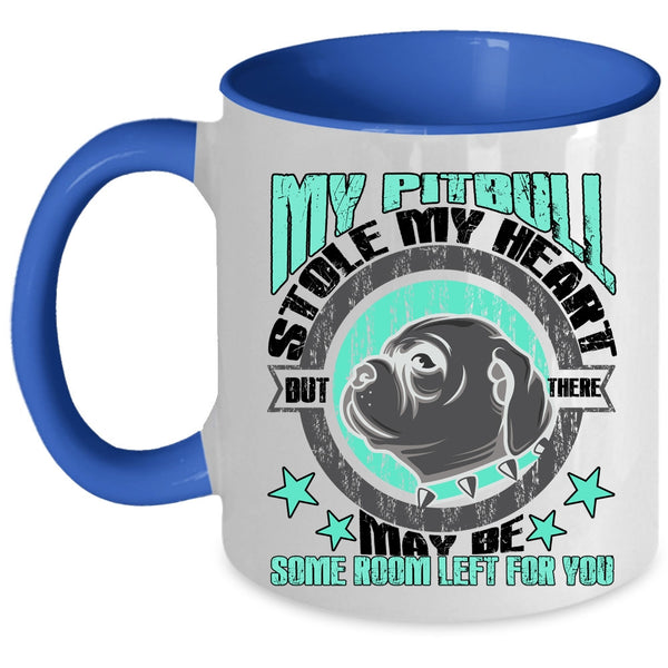 I Love My Pitbull Coffee Mug, My Pitbull Stole My Heart Accent Mug