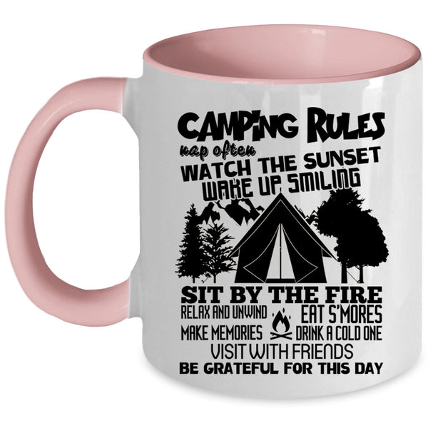 Awesome Gift For Camper Coffee Mug, Camping Rules Accent Mug