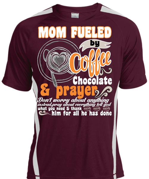 Mom Fueled By Coffee Chocolate T Shirt, Being A Mom T Shirt, Cool Shirt