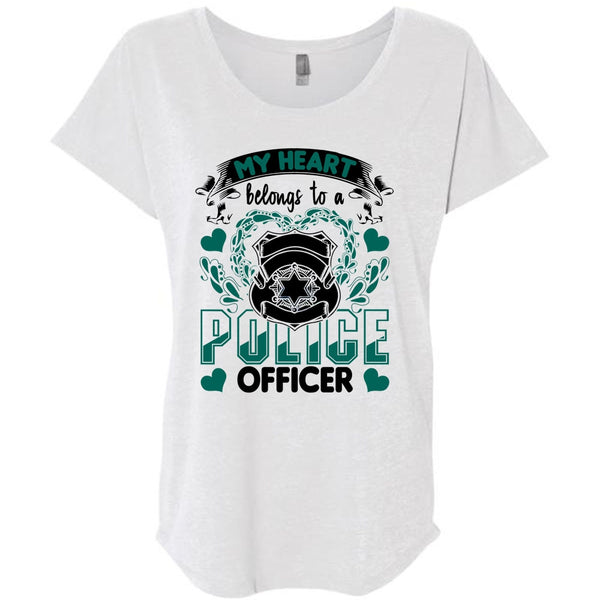 My Heart Belongs To A Police Officer T Shirt, I Love Police T Shirt, Awesome T-Shirts