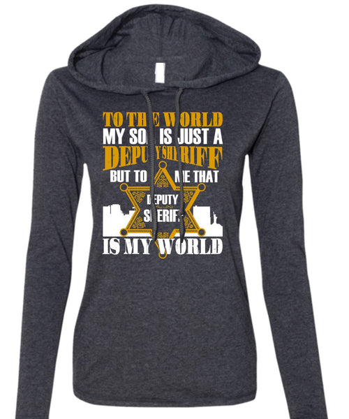 To The World My Son T Shirt, Being A Son T Shirt (Anvil Ladies Ringspun Hooded)