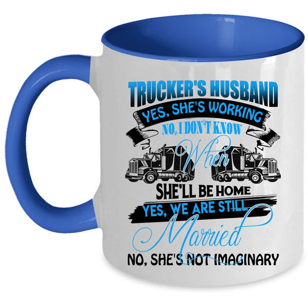 Cool Just Married Coffee Mug, Trucker's Husband Accent Mug