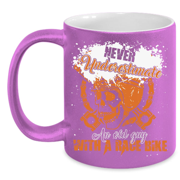 An Old Guy With A Race Bike Coffee Mug, Awesome Race Biker Coffee Cup