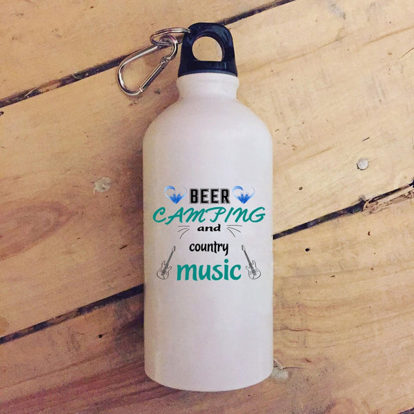 Beer Camping And Country Music 20 oz Stainless Steel Bottle,Funny Gift For Camper Outdoor Sports Water Bottle