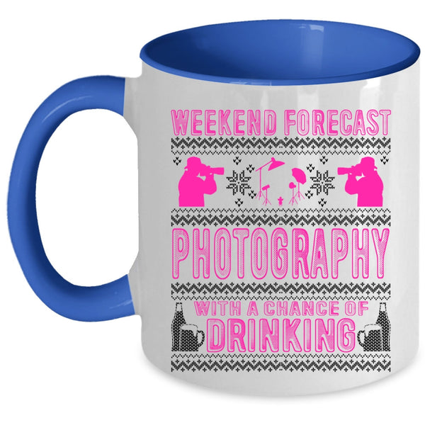 Cute Photographer Coffee Mug, Weekend Forecast Photography Accent Mug