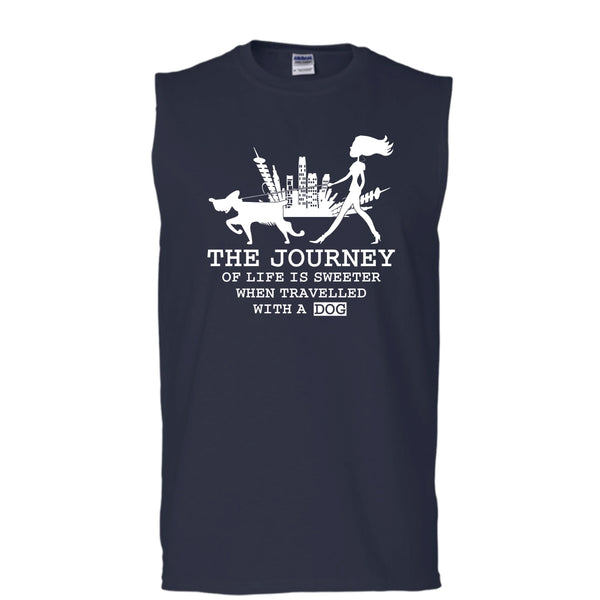 The Journey Of Life Is Sweeter T Shirt, when Travelled With A Dog Tank Top (Men's Cotton Sleeveless)