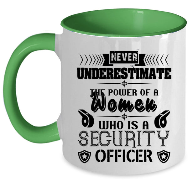 My Wife Coffee Mug, Power Of A Women Is A Security Officer Accent Mug