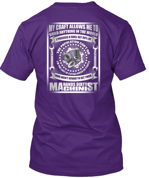 Hands Dirty Machinist T Shirt, Build Anything In The World T Shirt