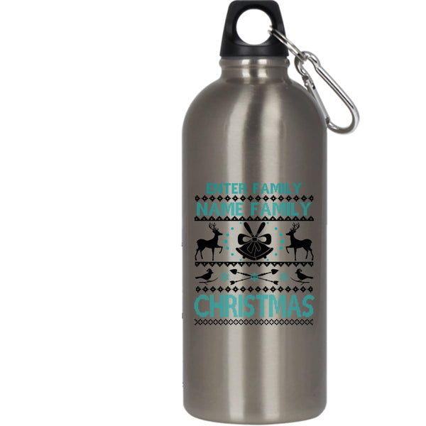 Enter Family Name Family Christmas 20 oz Stainless Steel Bottle,Christmas Family Vacation Outdoor Sports Water Bottle
