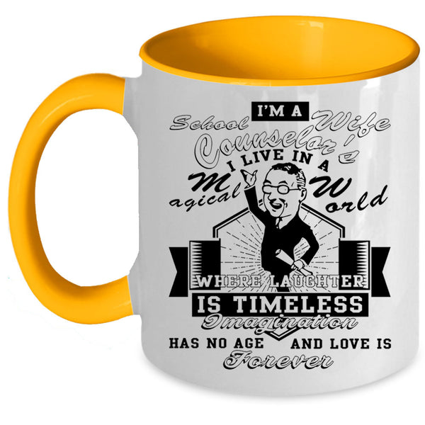 Cool Just Married Coffee Mug, I'm A School Counselor's Wife Accent Mug