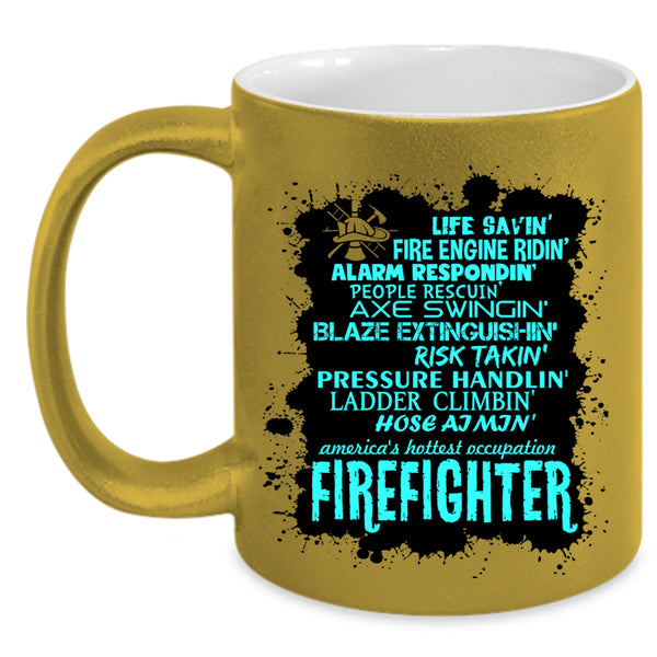Cute Gift For Firefighter Coffee Mug, Firefighter Accent Mug