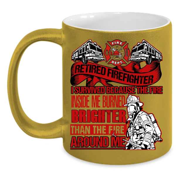 Retired Firefighter Coffee Mug, Awesome Gift For Grandfather Coffee Cup