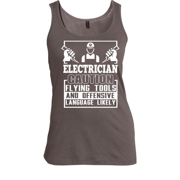 Electrician Caution T Shirt, Flying Tools And Offensive T Shirt, Cool T Shirt
