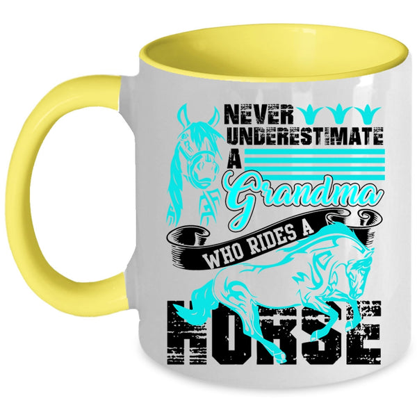 Cool Gift For Grandmas Coffee Mug, Grandma Rides A Horse Accent Mug