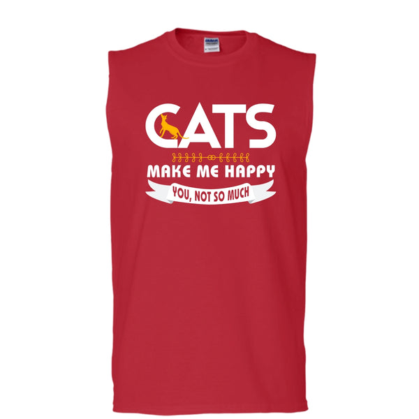 Cats Make Me Happy Shirt, You Not So Much Shirt (Men's Cotton Sleeveless)
