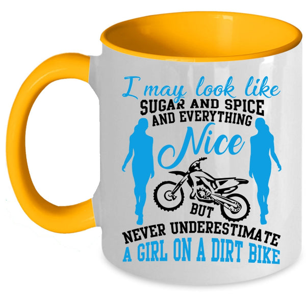 Cool Gift For My Daughter Coffee Mug, A Girl On A Dirt Bike Accent Mug