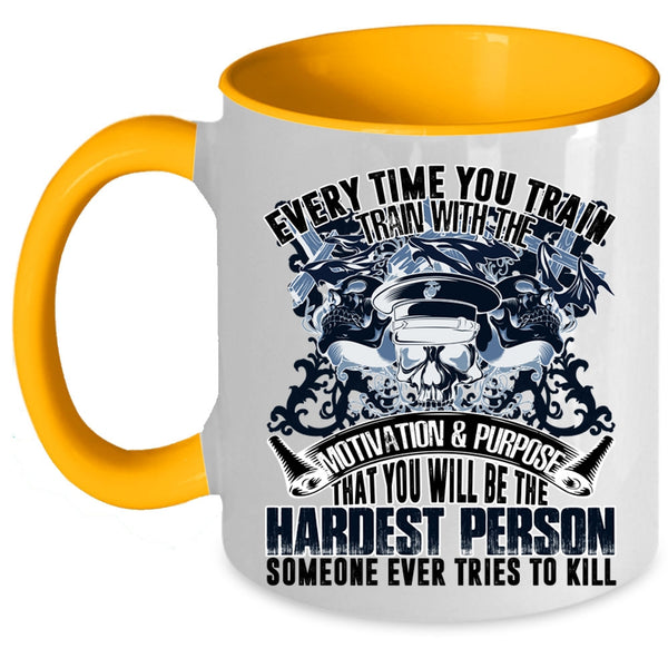Train With The Motivation And Purpose Coffee Mug, Every Time Train Accent Mug
