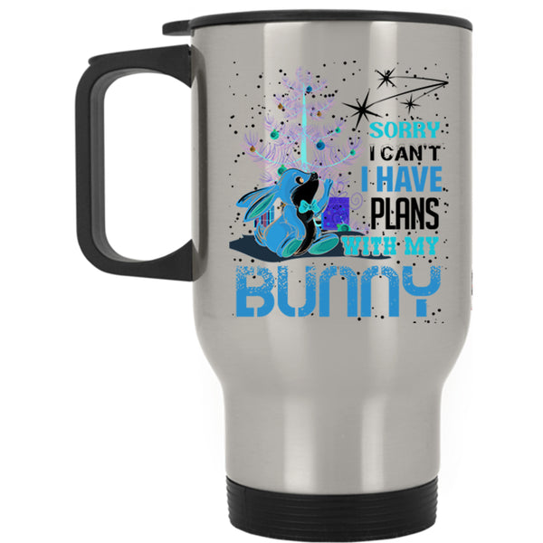 Cool Christmas Travel Mug, I Have Plans With My Bunny Mug
