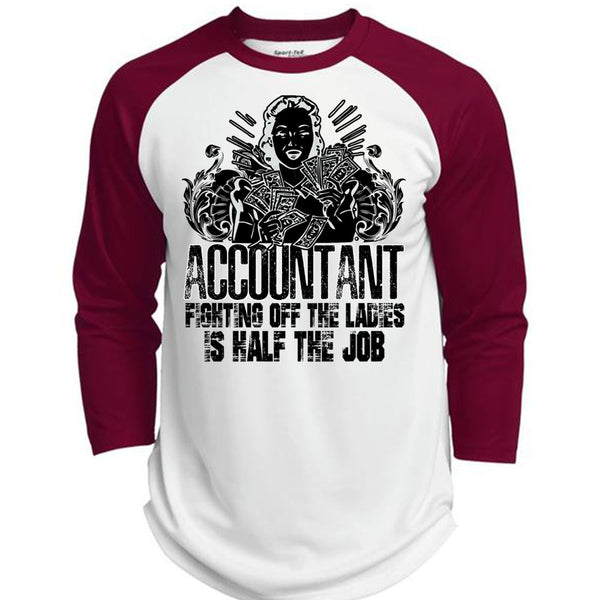 Accountant Fighting Off The Ladies T Shirt, I Love Accountant T Shirt, Awesome T-Shirts  (Polyester Game Baseball Jersey)