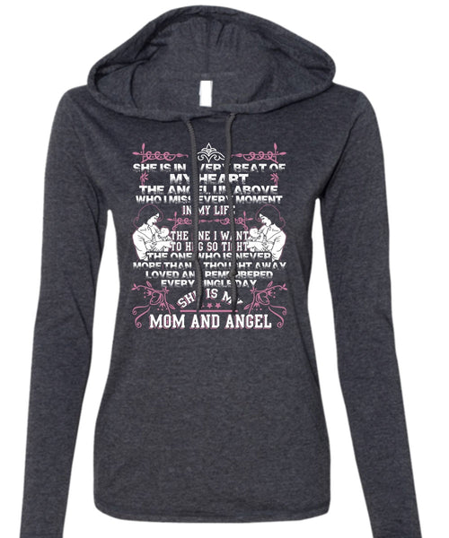 She Is My Mom And Angel T Shirt, I Love Mom T Shirt (Anvil Ladies Ringspun Hooded)