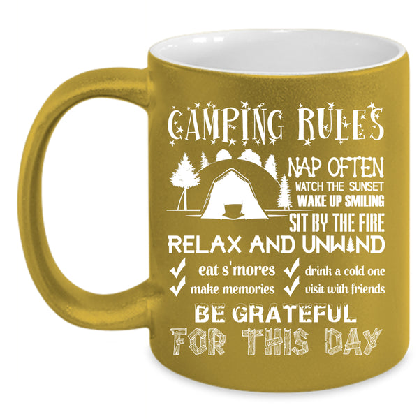 Camping Rules Coffee Mug, Funny Gift For My Friends Coffee Cup