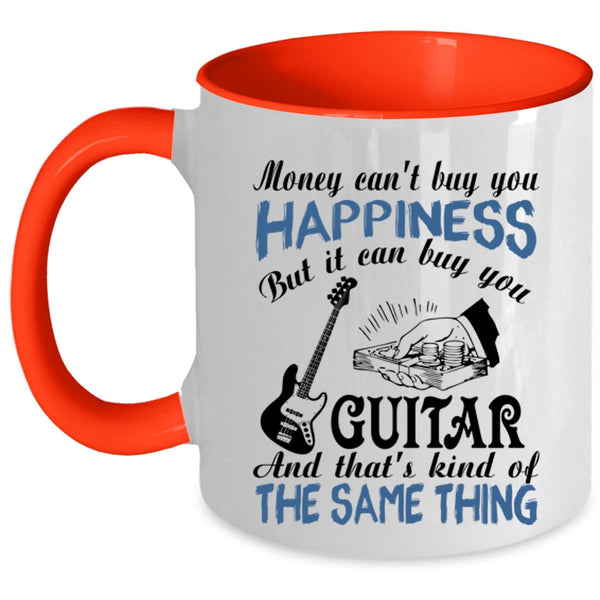 It Can Buy You Guitar Coffee Mug, Money Can't Buy You Happiness Accent Mug