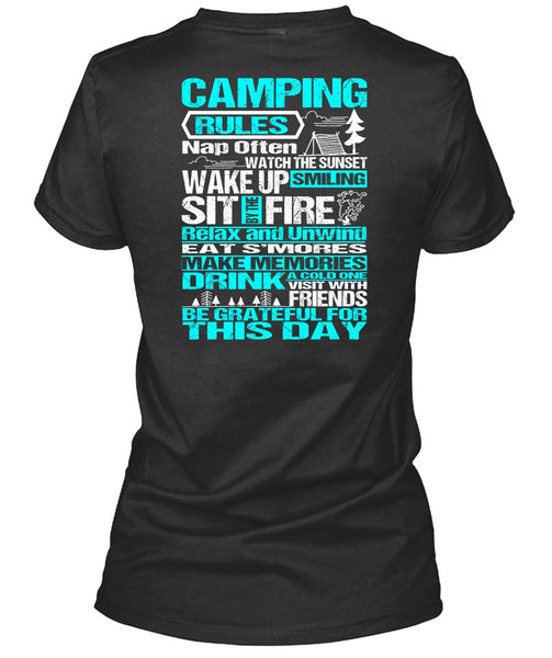 Camping Rules Nap Often T Shirt, Wake Up Smiling T Shirt