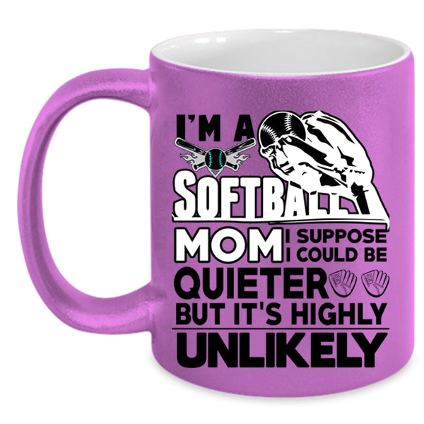 Cute Softball Mom Coffee Mug, I'm A Softball Mom Accent Mug