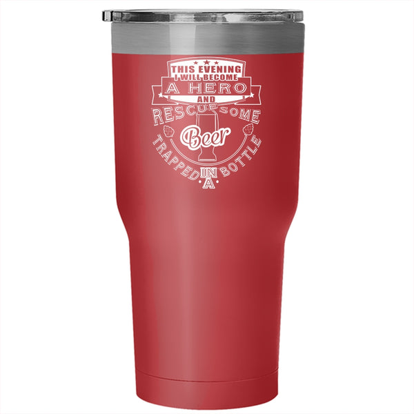 Rescued Some Beer Trapped In A Bottle Tumbler 30 oz Stainless Steel, Funny Travel Mug
