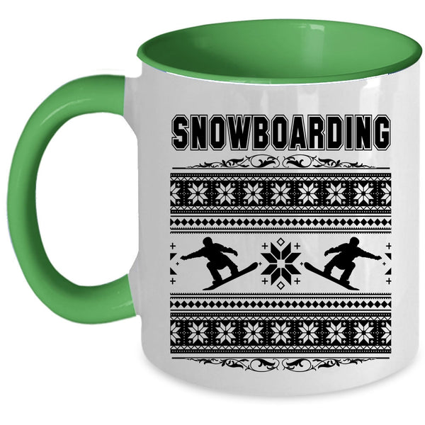 Merry Little Christmas Coffee Mug, Snowboarding Accent Mug