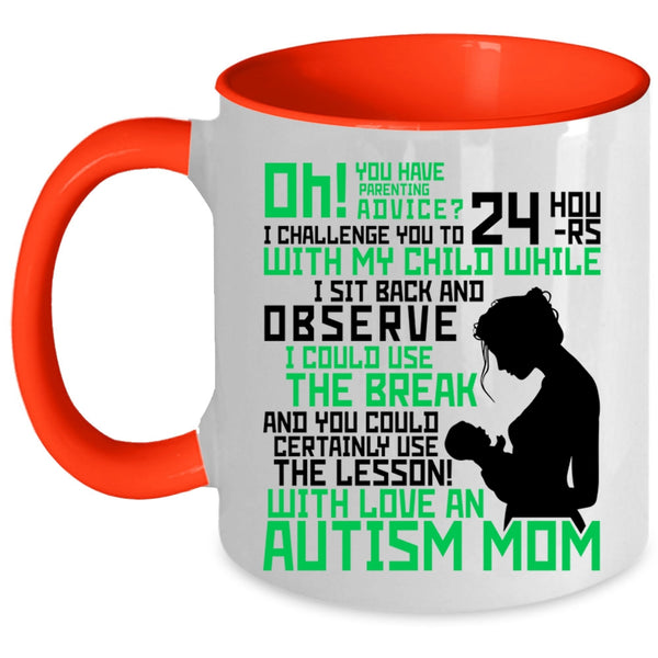 Cute Mom Coffee Mug, Love An Autism Mom Accent Mug
