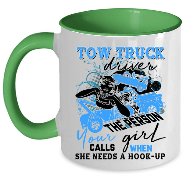 Cute Gift For Trucker Coffee Mug, Tow Truck Driver Accent Mug