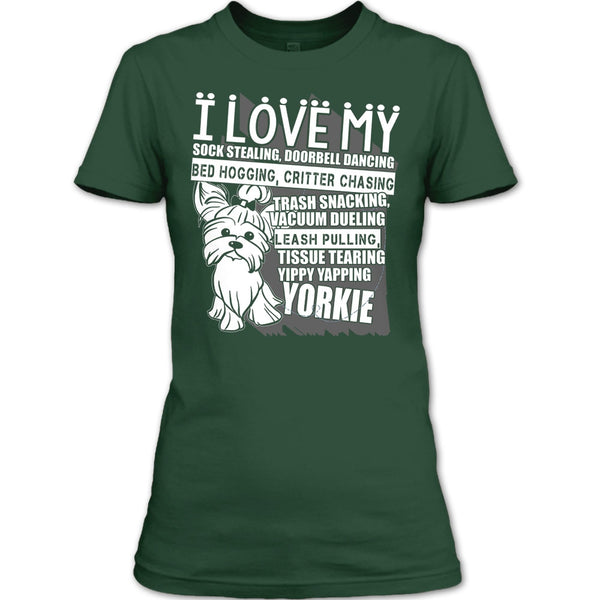 I Love My Sock Stealing T Shirt, Coolest Yorkie T Shirt