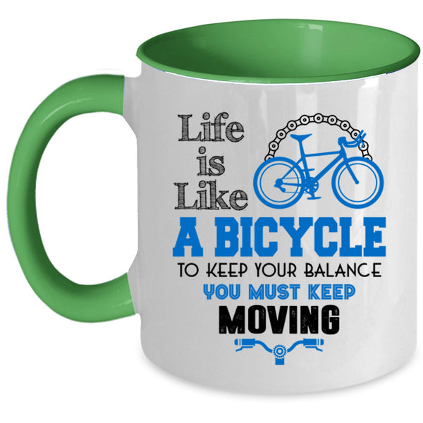 I Love Bicycling Coffee Mug, Life Is Like A Bicycle Accent Mug