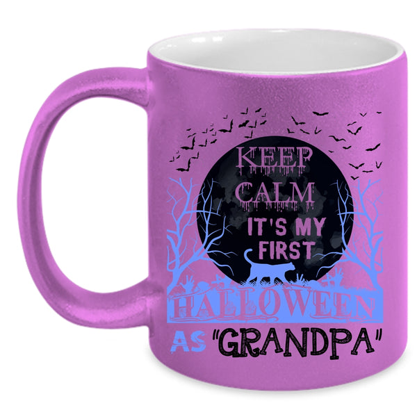 It's My First Halloween As Grandpa Coffee Mug, Keep Calm Accent Mug