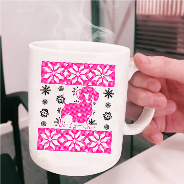 Ugly Christmas Coffee Mug, Cute Dachshund Cup