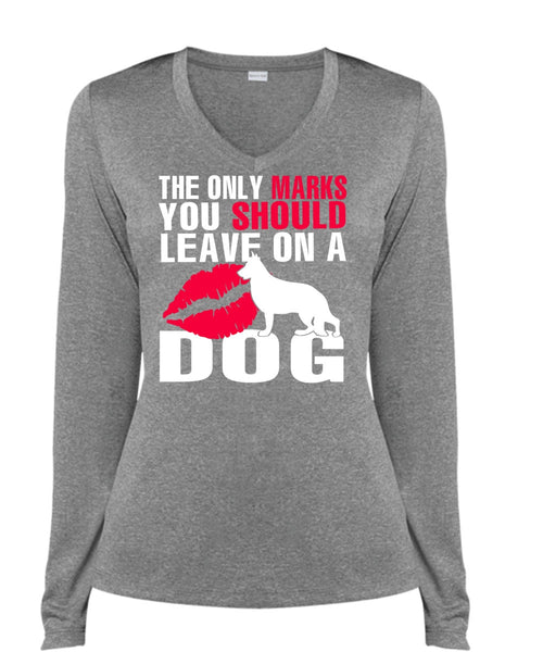 You Should Leave On A Dog T Shirt, My Favorite T Shirt, Cool Shirt (Ladies LS Heather V-Neck)