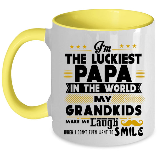 My Grandkids Make Me Laugh Coffee Mug, I'm The Luckiest Papa In The World Accent Mug