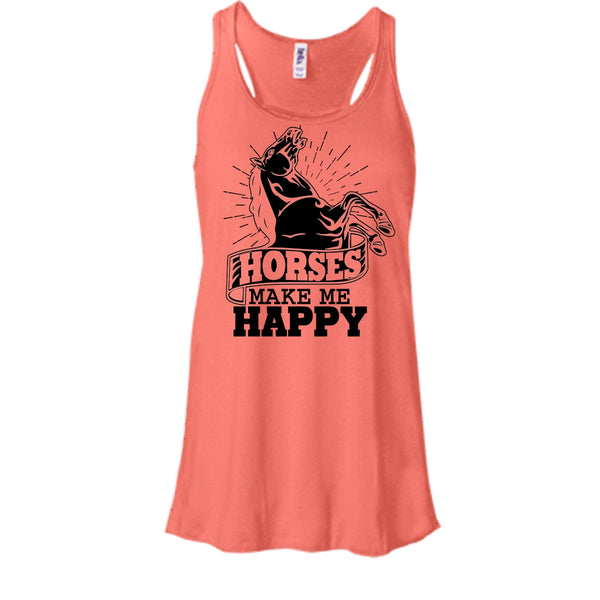 Horses Make Me Happy T Shirt, Coolest Equestrian Tank Top