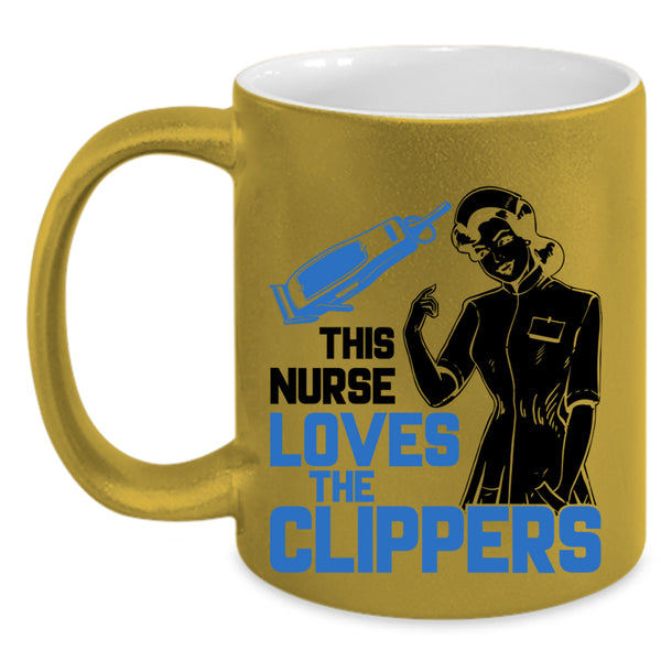 Awesome Nurses Coffee Mug, This Nurse Loves The Clippers Accent Mug