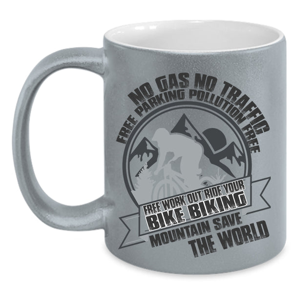 Biking Mountain Save The World Coffee Mug, Ride Your Bike Accent Mug