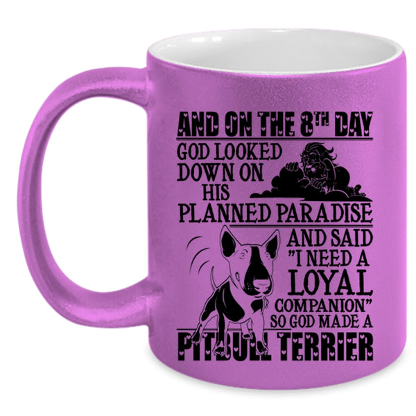Cool Pitbull Terrier Coffee Mug, On The 8th God Made A Pitbull Terrier Accent Mug