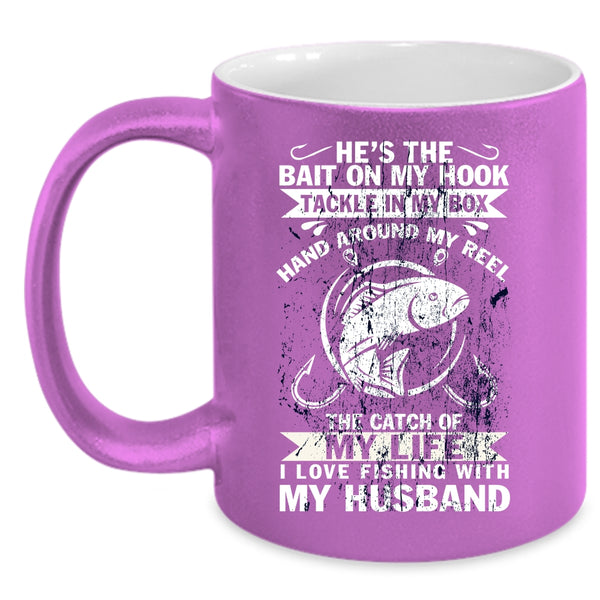I Love Fishing With My Husband Coffee Mug, Cute Wife Coffee Cup