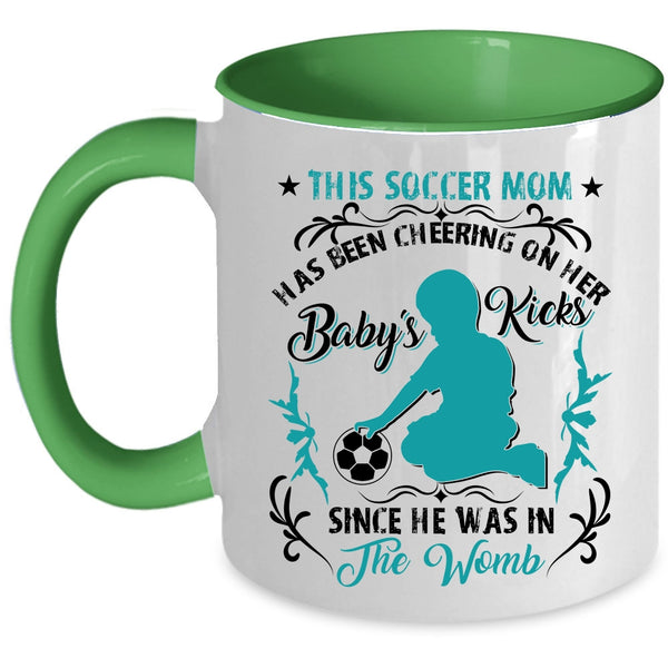 Cute Soccer Mom Coffee Mug, This Soccer Mom Has Been Cheering Accent Mug