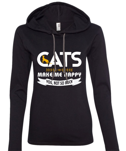 Cat Make Me Happy T Shirt, I Love Cat T Shirt, My Pets T Shirt (Anvil Ladies Ringspun Hooded)