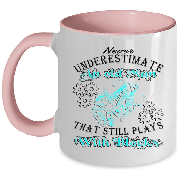 Awesome Grandpa Coffee Mug, An Old Man Plays With Blocks Accent Mug