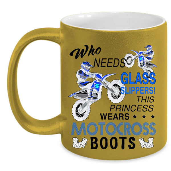 Cute Girls Coffee Mug, This Princess Wears Motocross Boots Accent Mug