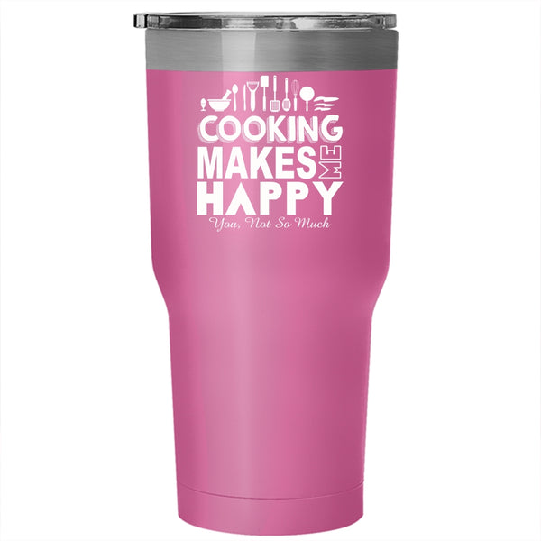 Cooking Makes Me Happy Tumbler 30 oz Stainless Steel, I Love Cooking Travel Mug